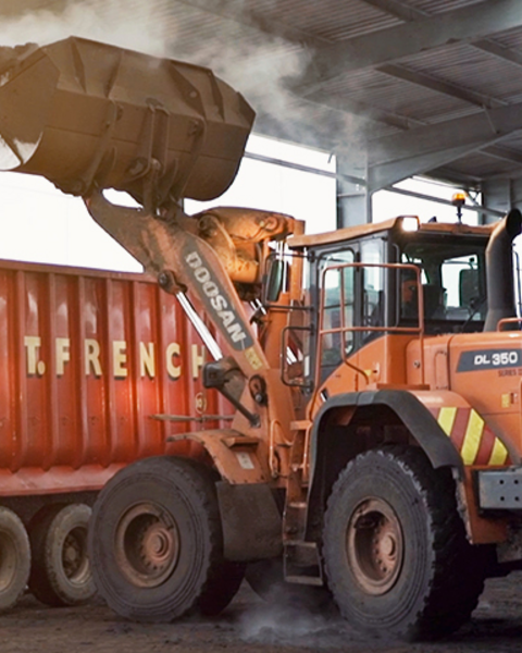 Truck at a composting facility