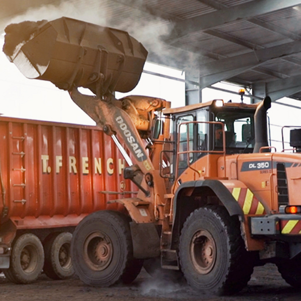 Truck at a composting facility