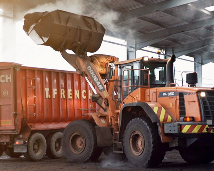 Truck at a composting facility